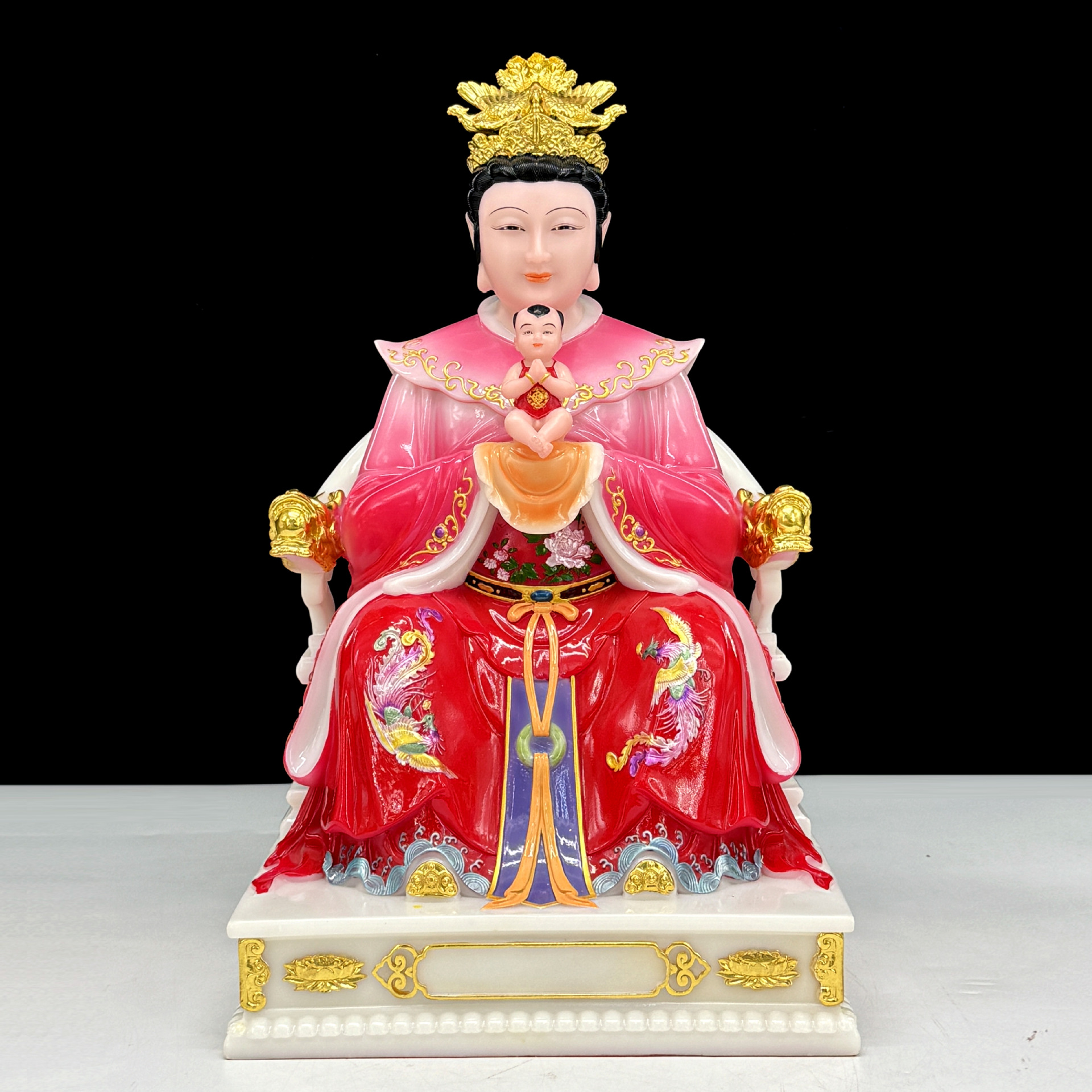 三宵娘娘神像汉白玉泰山奶奶送子娘娘眼光娘娘碧霞元君家用供摆件