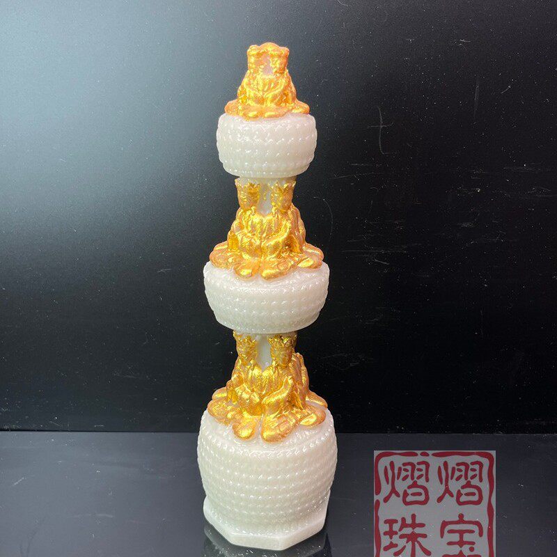 夜光舍利塔摆件静谧守护舍利塔佛塔摆件供养佛堂供奉玄关陀罗尼摆