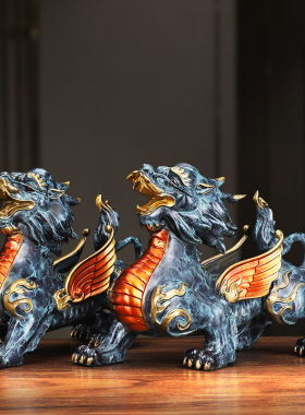 全铜招米貔貅摆件一对办公室玄关桌面装饰品公司开业乔迁礼品