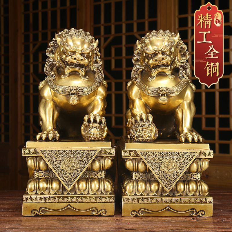 铜号狮子摆件一对故宫门口玄关进门客厅办公室乔迁礼品