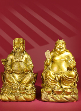 黄铜土地公土地婆铜像福德正神土地爷土地奶摆件佛像家居铜工艺品