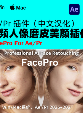 AE/PR 视频人像皮肤磨皮美颜修饰去瑕疵插件 FacePro V1.1.0 Win
