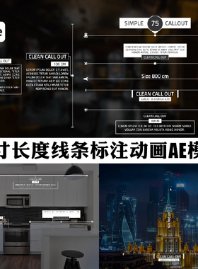 AE模板7种尺寸长度线条标注动画 Target Size Call-Out