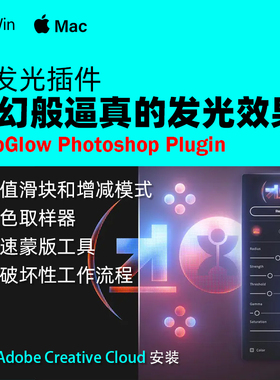 PS 梦幻照片逼真光晕漫射扩散发光插件 mobGlow Photoshop Plugin