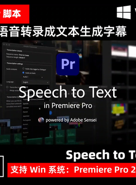 PR 2025 语音转录生成文字字幕提取插件 Speech to Text 支持 Win