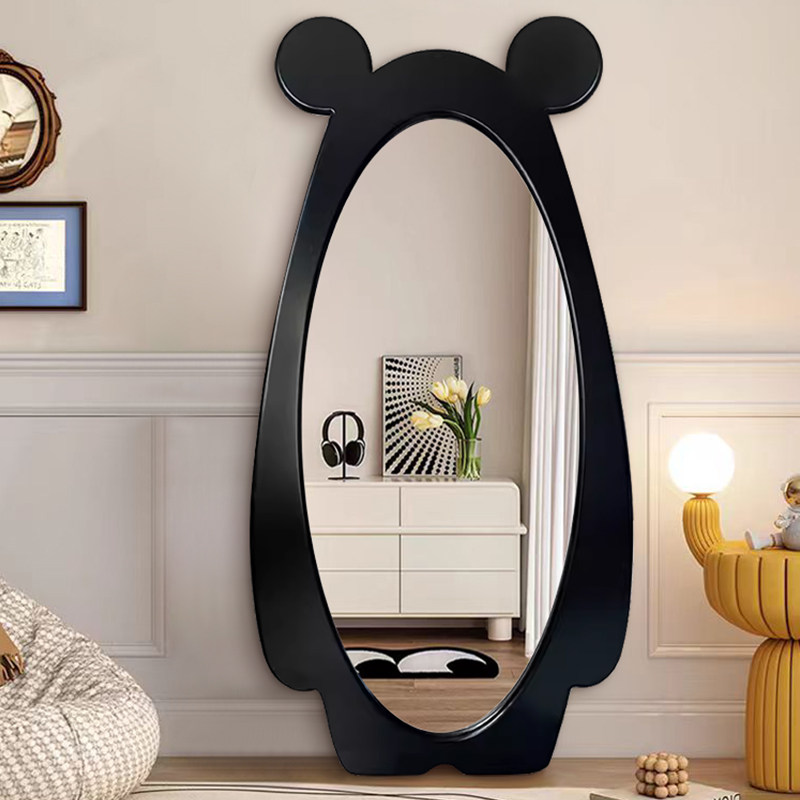 网红in可爱创意小熊镜子家用儿童房落地全身镜异形壁挂穿衣镜定制