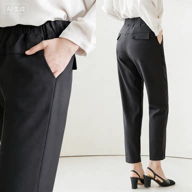 春夏通勤高腰直筒显瘦女西装裤