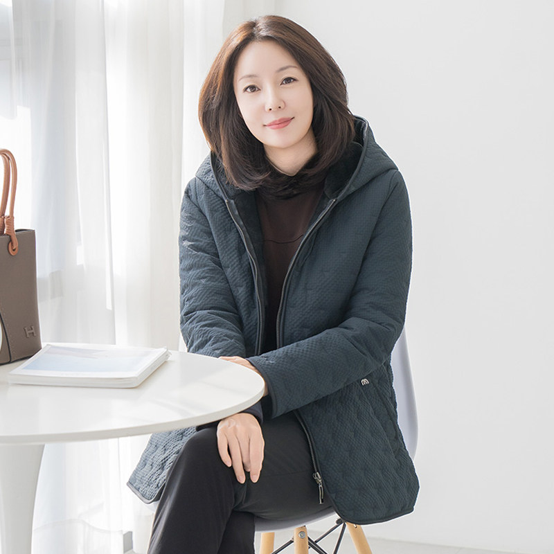 中老年女装连帽棉服外套妈妈装