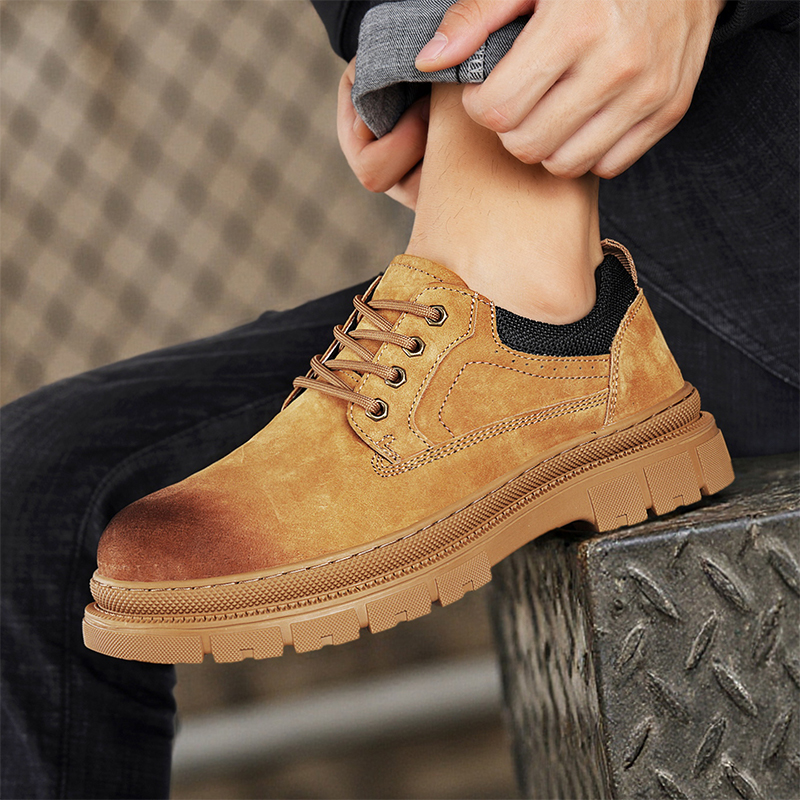 男式户外耐磨工装鞋2025新款秋季真皮透气运动休闲低帮通勤徒步鞋