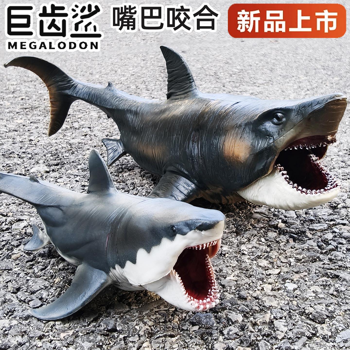 巨齿鲨模型海洋动物鲨鱼玩具仿真大白鲨摆件巨齿鲨手办儿童认知
