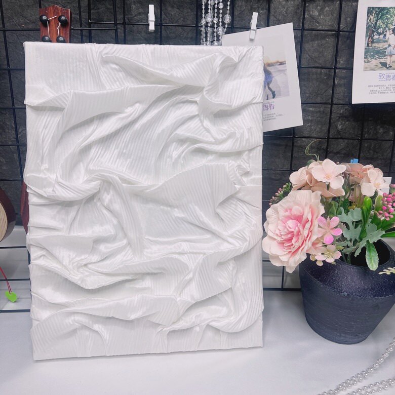 白色三宅一生肌理褶皱装饰画成品布料肌理布料画背景画拍照背景