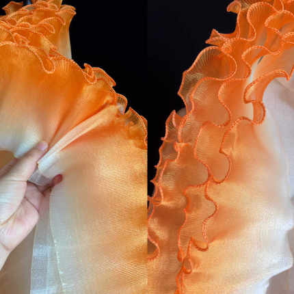 渐变色荷叶边表演服立体褶皱大花边服装裙摆袖口装饰布艺材料