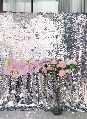 18mm加密鱼鳞镭射亮片布料礼服面料直播拍摄背景布婚庆装饰背景墙