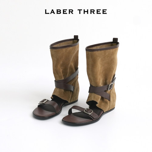 LABERTHREE转角巴黎绕带凉靴