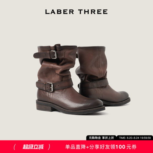 LABERTHREE折痕游牧骑士靴