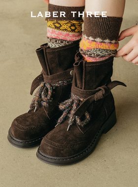 LABERTHREE李溪芮张子枫同款时髦精复古大头袋鼠靴女都市休闲短靴