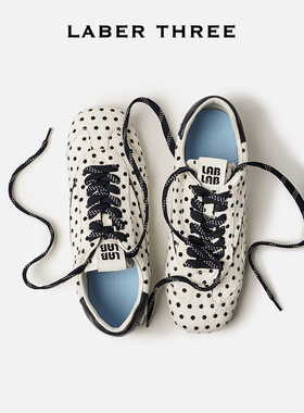 LABERTHREE 25秋季新款氛围感时尚平底休闲奶芙波点芭蕾德训鞋女