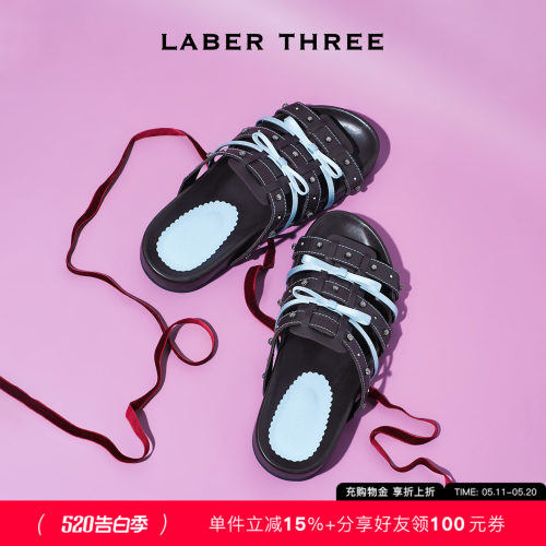 LABERTHREE撞色艺术罗马凉鞋