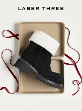 LABERTHREE吴千语董洁宋妍霏同款显瘦百搭一脚蹬米奇大头中筒马靴
