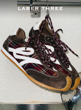 LABERTHREE 25秋季新品大头复古格纹德训鞋学院风舒适休闲运动鞋