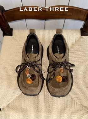 LABERTHREE 25秋冬新品大头厚底袋鼠鞋宽圆头增高时尚休闲德训鞋