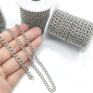 304不锈钢链条DIY自定义长短侧身扭链尾链延长链手链基础链配链