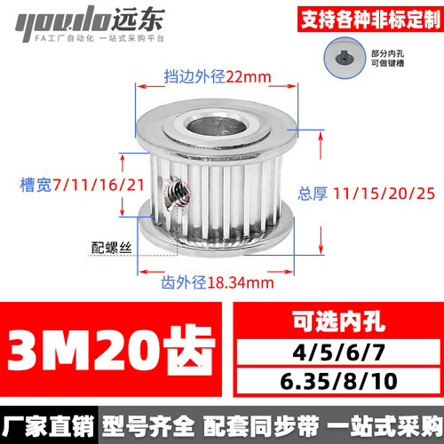 3m20两面平同步轮AF传动
