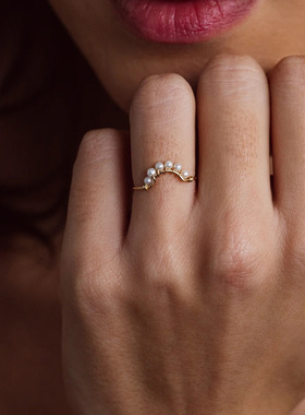 珍珠14K注金戒指闭口精致气质