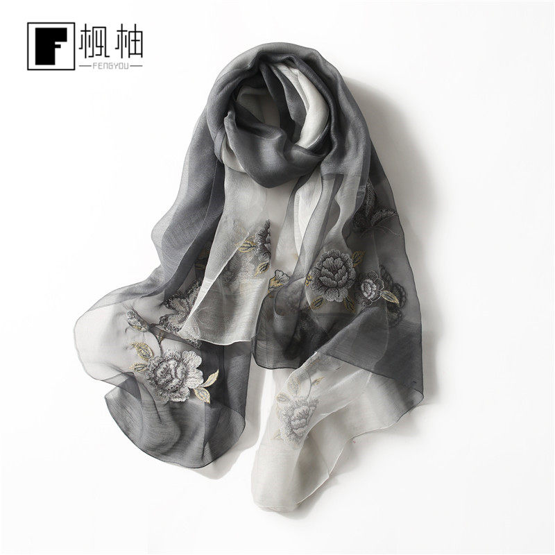 真丝丝巾中年女秋冬季杭州妈妈款