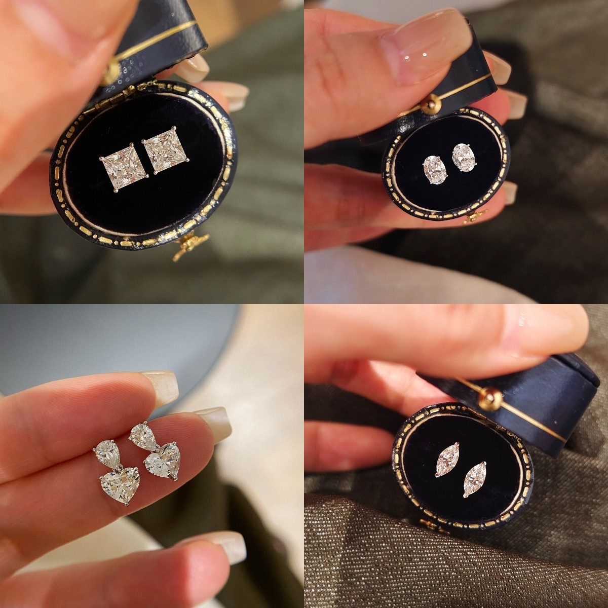 单钻耳钉合集！ 925纯银公主方轻奢高级感马眼钻鸽子蛋心形高碳钻,饰品/流行首饰/时尚饰品新,银饰耳饰,淘宝优惠券,粉丝福利购,淘宝优惠卷