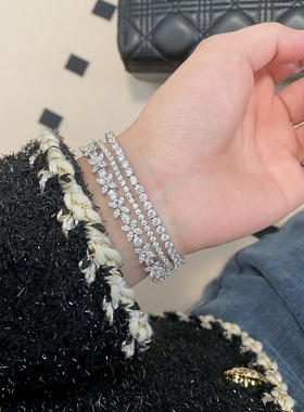 YYM 网球手链3分钻925纯银10分高级感高碳钻18K金叠戴轻奢情侣