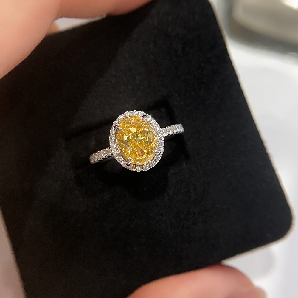 黄钻鸽子蛋戒指黄G色2克拉围镶蛋形订婚钻戒女轻奢指环高级感,饰品/流行首饰/时尚饰品新,银饰戒指,淘宝优惠券,粉丝福利购,淘宝优惠卷