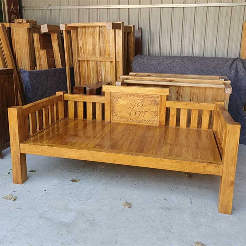 老榆木单人罗汉床简约现代