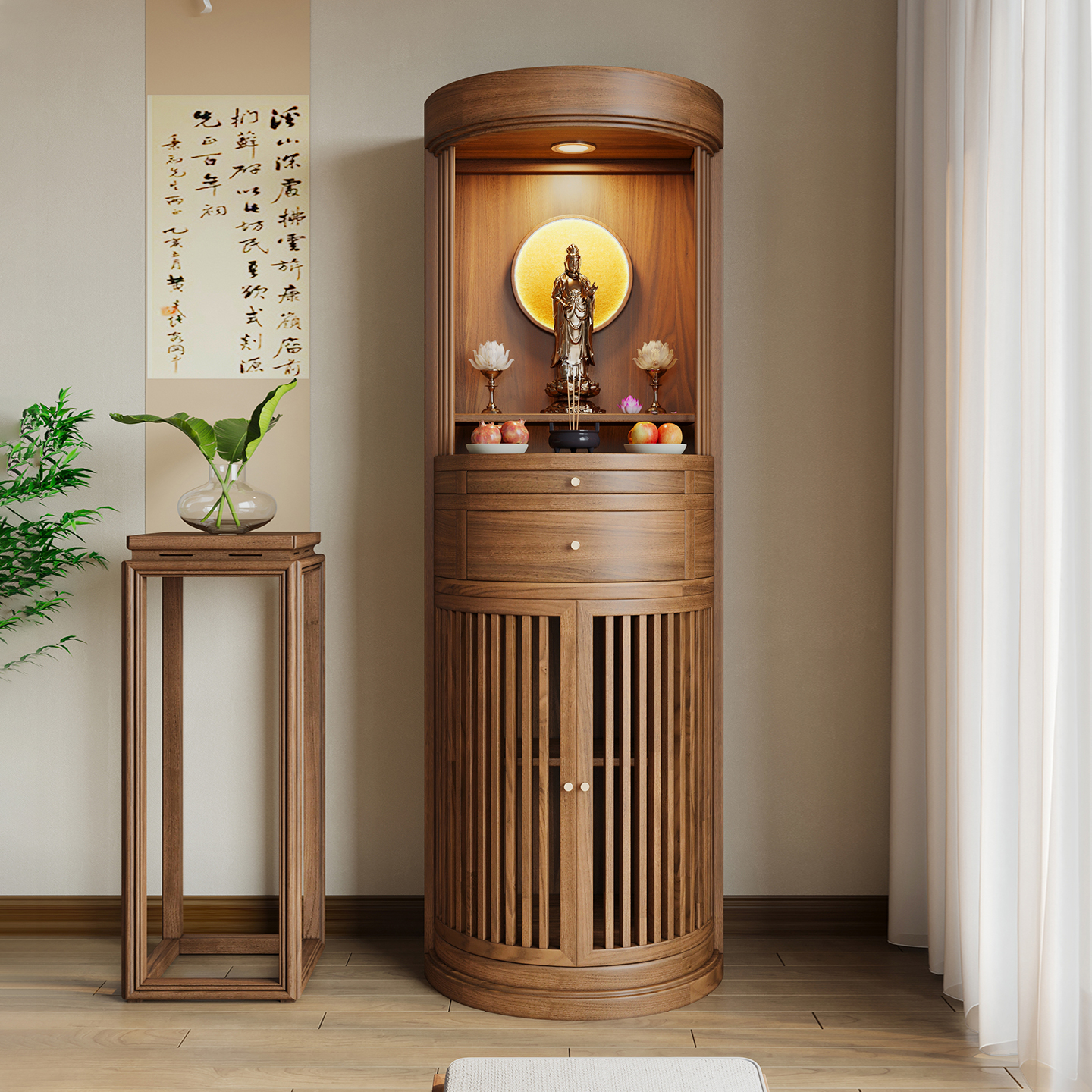 宏海实木佛龛新中式立柜榫卯整装