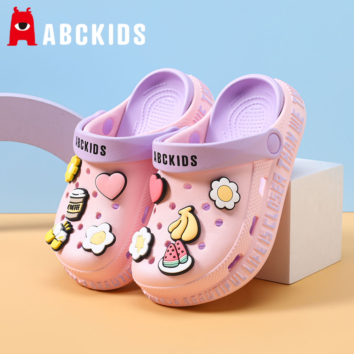Abckids儿童可爱洞洞鞋夏季防滑