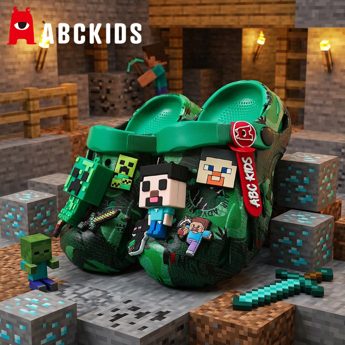 我的世界儿童洞洞鞋男童夏季男孩拖鞋防滑软底新款户外大童沙滩鞋