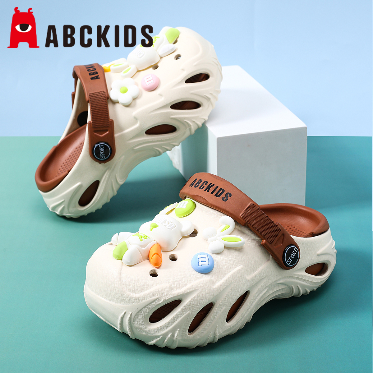 abckids儿童洞洞鞋小熊