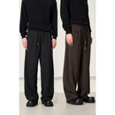 【冷冬必买】羊毛西裤混纺双面软糯休闲阔腿裤抽绳男士直筒宽松