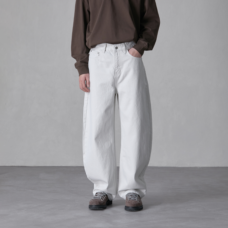 HEBBLES美式复古灰白色纯色做旧水洗牛仔裤男士潮阔腿宽松直筒裤,男装,牛仔裤,淘宝优惠券,粉丝福利购,淘宝优惠卷