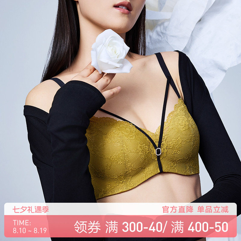 兰卓丽商场同款内衣女性感复古蕾丝舒适无钢圈小胸聚拢文胸胸罩