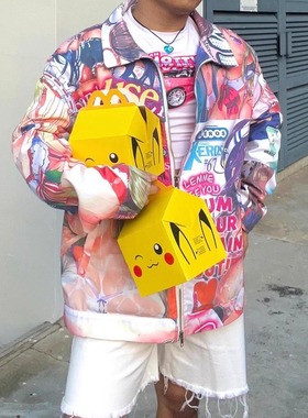 AONE4SURE 工口动漫夹克本店隐藏单品 原创外套春秋工装满印花