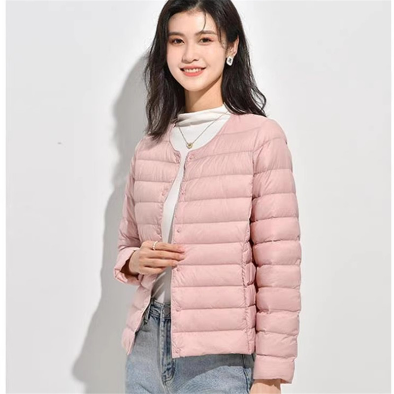 优衣U家官方旗舰店2025韩版新款轻薄款圆V领羽绒服女保暖内胆短款