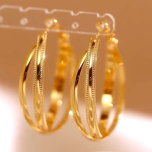高级感气质金色耳圈时尚ins轻奢个性夸张耳环交叉设计独特大气款