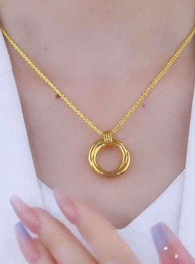 轻奢高级感金色圈圈项链独特时尚