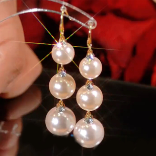 长款个性显瘦珍珠流苏耳饰新款高级感锆石时尚轻奢长款法式耳环