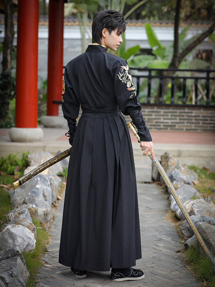 晋制衣锦原创汉服舞蹈练功刺绣卫侠客演出服表演服古风中国风男款