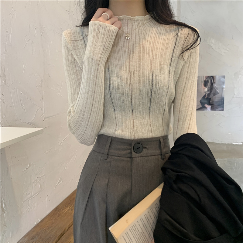 半高领打底衫女春秋薄款针织衫内搭秋冬毛衣外穿2025早秋新款上衣
