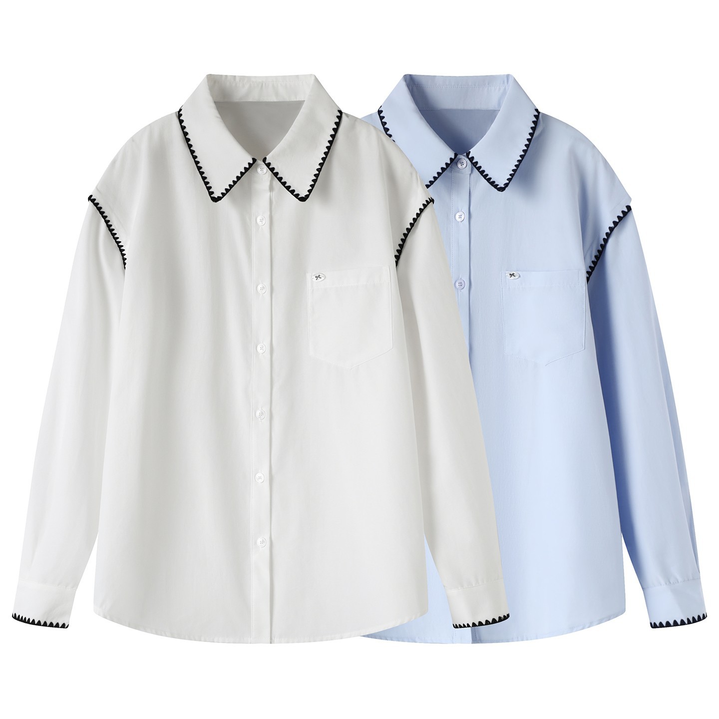 法式衬衫女长袖2025秋装新款翻领衬衣宽松学院风通勤上衣C85A351B