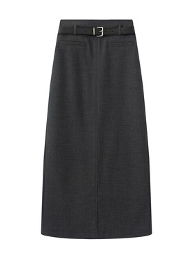 2025夏季新款时尚百搭休闲高腰显瘦开衩A字半身裙女E121308