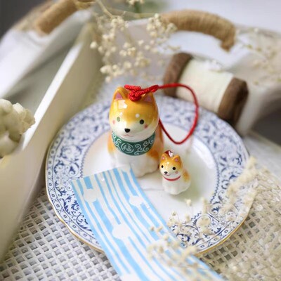 吉祥物摆件柴犬陶瓷风铃可爱卡通
